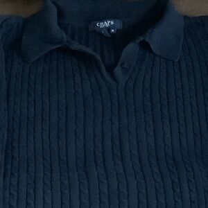Chaps Dark Cable Knit Polo Sweater